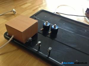 Top view on solenoid valves and piping